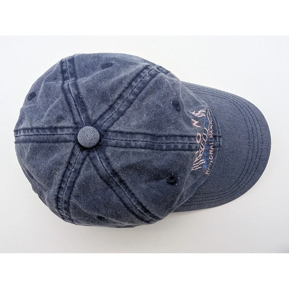 Home Free Zion National Park UT Embroidered Floral Washed Navy Blue Dad Hat Cap